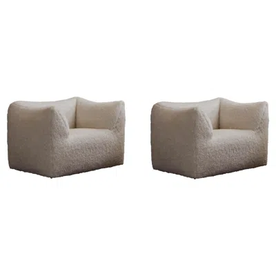 Pre-owned Mario Bellini “le Bambole” Armchairs For B&b Italia, White, 1971, Set Of 2 In Sand