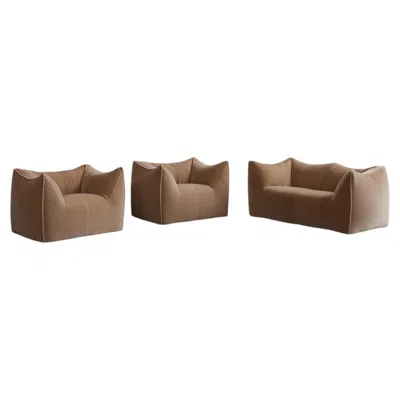 Pre-owned Mario Bellini “le Bambole” Living Room Set For B&b Italia, Mohair, 1971 In Brown