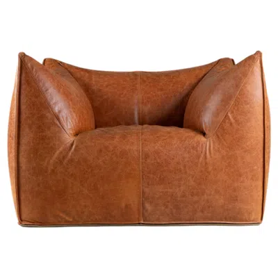 Pre-owned Mario Bellini Le Bambole  Armchair For B&b, 1970, Light Brown Leather