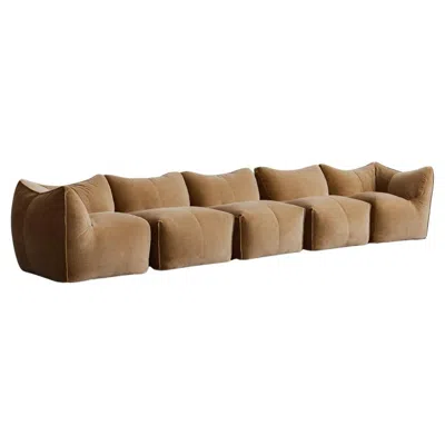 Pre-owned Mario Bellini “le Bambole” Sofa For B&b Italia, Camel Velvet, 1971, Set Of 5 In Brown