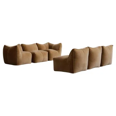 Pre-owned Mario Bellini “le Bambole” Sofa For B&b Italia, Camel Velvet, 1971, Set Of 6 In Brown