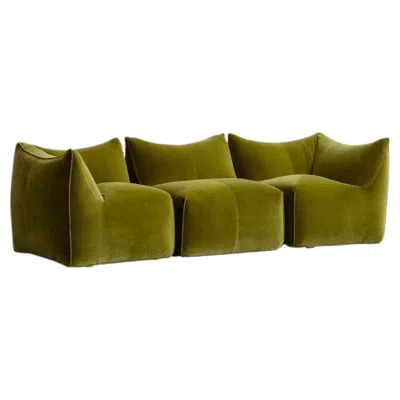 Pre-owned Mario Bellini “le Bambole” Sofa For B&b Italia, Olive Green, 1971, Set Of 3 In Brown