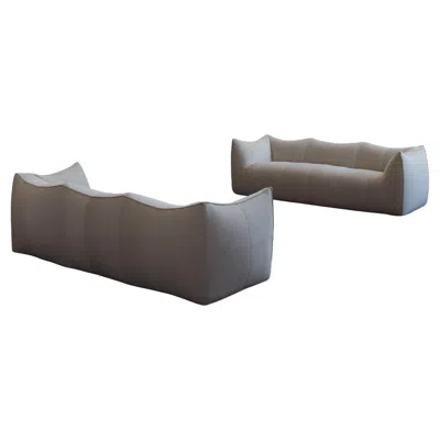 Pre-owned Mario Bellini "le Bambole" Sofa For Cassina, Ivory Chenille, 1972, Set Of 2 In White