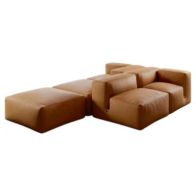 Pre-owned Mario Bellini Le Mura - Sofa In Leather By  For Tacchini W 288 Cm (113.38 In) In Brown