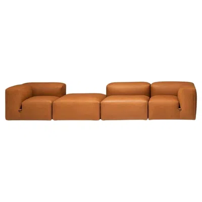 Pre-owned Mario Bellini Le Mura - Sofa In Leather By  For Tacchini W 384 Cm (151.18 In) In Brown