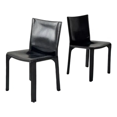 Pre-owned Mario Bellini Leather Cab Chairs By  For Cassina In Black