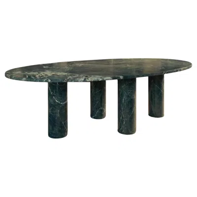 Pre-owned Mario Bellini Made-to-order Dark Green Marble Oval Dining Table In The Style Of
