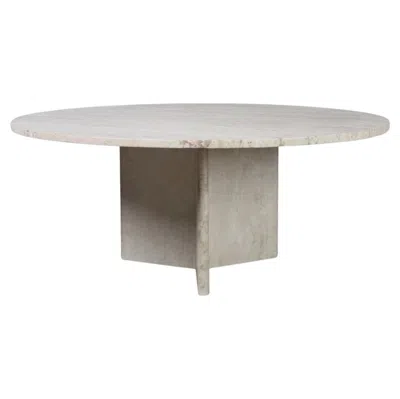 Pre-owned Mario Bellini Mid Century Travertine Round Coffee Table In Gray