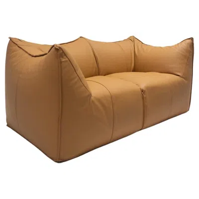 Pre-owned Mario Bellini Mid-century Modern Bambole Sofa By  For B&b Italia, Cognac Leather In Brown