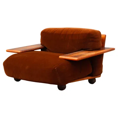 Pre-owned Mario Bellini Midcentury Modern Brown Velvet Pianura Armchair For Cassina, 1970