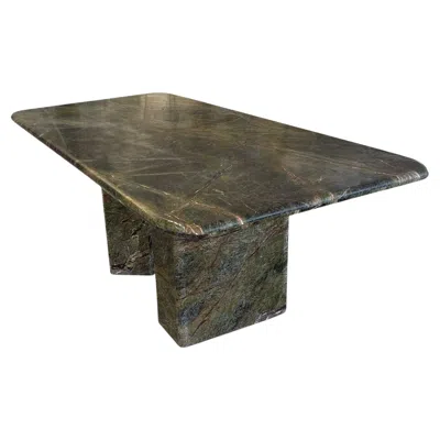 Pre-owned Mario Bellini Mid-century Modern Forest Green Marble Rectangle Dining Table By My Habitat