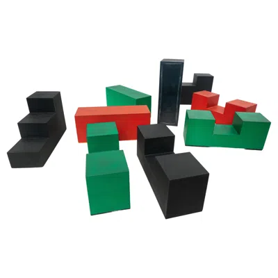 Pre-owned Mario Bellini Mid-century Modern Set Of 9 "gli Scacchi" Pieces By  For B&b Italia In Blue