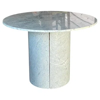 Pre-owned Mario Bellini Minimalist Post-modern Round White Marble Dining Table + Cylindrical (italy)