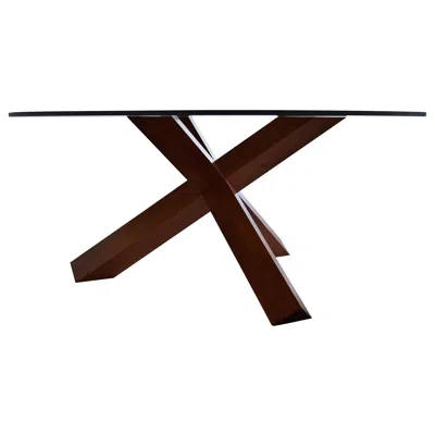 Pre-owned Mario Bellini Nutwood And Glass Dining Table La Rotonda By  For Cassina In Brown