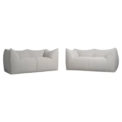 Pre-owned Mario Bellini Pair Of  Le Bambole Sofas For B&b Italia, Light Grey Canvas, 1976 In Gray