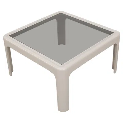 Pre-owned Mario Bellini Poschinger Pur-möbel Pale Grey And Bronzed Glass Square Mod Acrylic Coffee Table In Gray