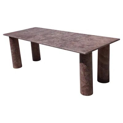 Pre-owned Mario Bellini Rectangle Red Travertine Dining Table With Column Legs - Style Of