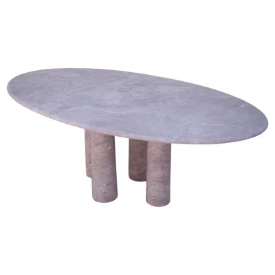 Pre-owned Mario Bellini Red Travertine Oval Dining Table With Column Legs In The Style Of