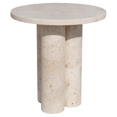 Pre-owned Mario Bellini Round Travertine Side Table, In The Style Of 1970  In Sand