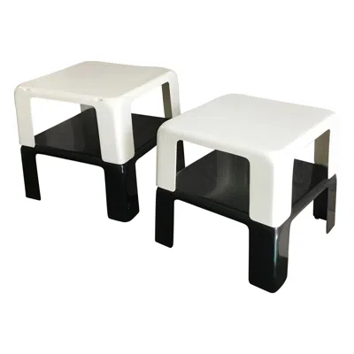 Pre-owned Mario Bellini Set 4 Nestin /stackable Tables “quattro Gatti”, 1960, Italy In Gray