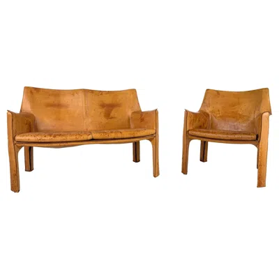 Pre-owned Mario Bellini Set Of 1 Cab 413 And Cab 414 By  For Cassina - 1970s In Brown