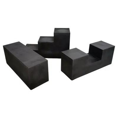 Pre-owned Mario Bellini Set Of 3 Low Tables/pouf “gli Scacchi” By  Per B&b Italia 70's In Black
