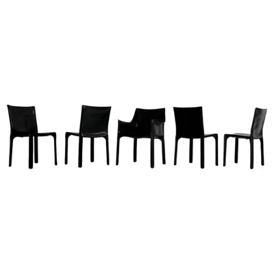 Pre-owned Mario Bellini Set Of 5 "cab" Dining Chairs By  For Cassina, Black Leather, 1977