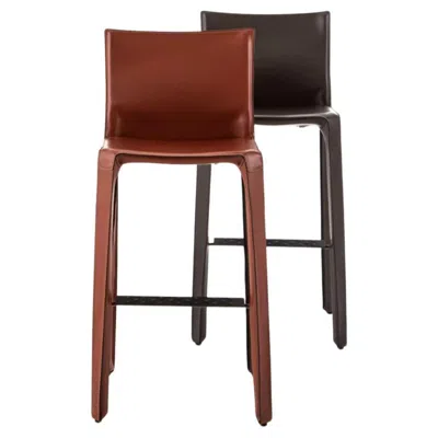 Pre-owned Mario Bellini Set Of Two Cab Stool 410 For Cassina In Brown