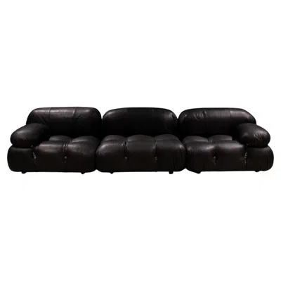 Pre-owned Mario Bellini Vintage "camaleonda" Sofa, Lambskin Black Leather, 1970 B&b Italia