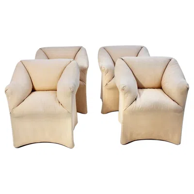 Pre-owned Mario Bellini Vintage Four Cream Dining Chair Armchair Tentazione Cassina 1970s In White