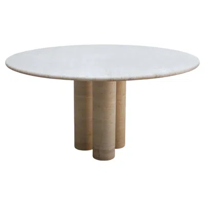 Pre-owned Mario Bellini Vintage Travertine Dining Table In Gray