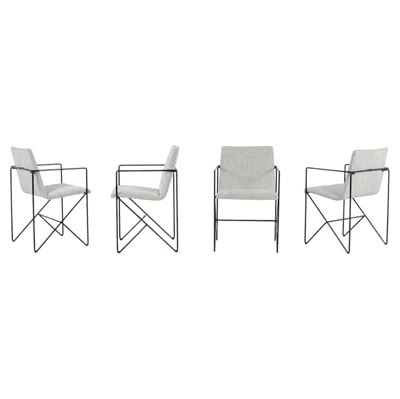 Pre-owned Mario Botta Set Of Four 1980s Postmodern  Style Wire Frame Armchairs In Gray