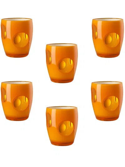 Mario Luca Giusti Fisheye Water Glass (set Of Six) In Orange