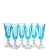 Mario Luca Giusti Set Of 6 Dolce Vita Champagne Flutes In Blue