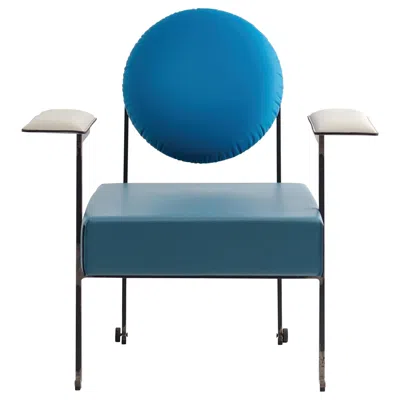 Pre-owned Mario Milana M Lounge Chair, Mixed Blue Leather Upholstery And Iron Frame By