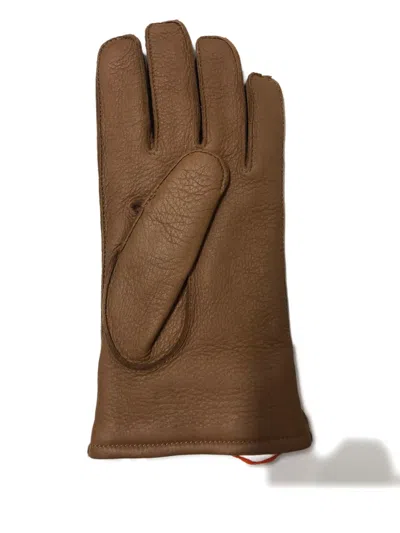 Mario Portolano Leather Gloves In Brown