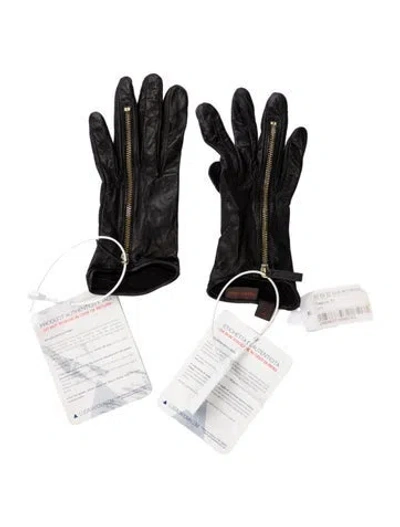 Pre-owned Mario Portolano Leather Gloves W/tags In Black