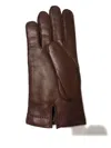 Mario Portolano Leather Stitched Gloves In Brown