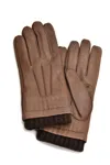 Mario Portolano Leather Thick Gloves In Brown