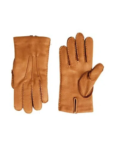 Mario Portolano Man Gloves Camel Size 9.5 Leather In Brown