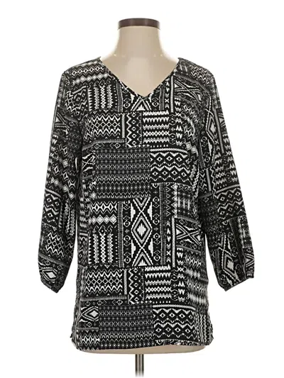 Pre-owned Mario Serrani 3/4 Sleeve Blouse In Black