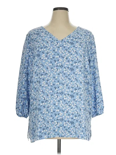 Pre-owned Mario Serrani 3/4 Sleeve Blouse In Blue