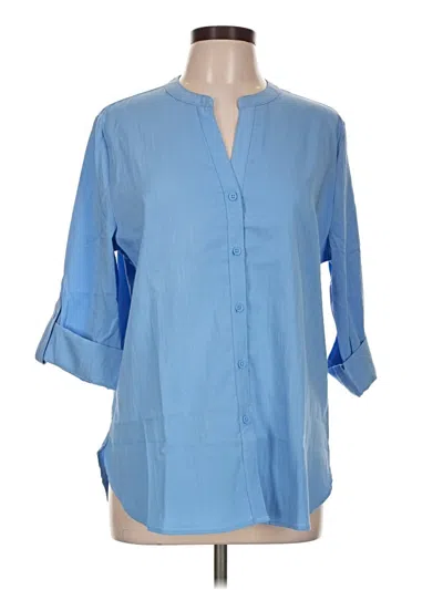 Pre-owned Mario Serrani 3/4 Sleeve Blouse In Blue