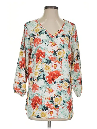 Pre-owned Mario Serrani 3/4 Sleeve Blouse In Ivory