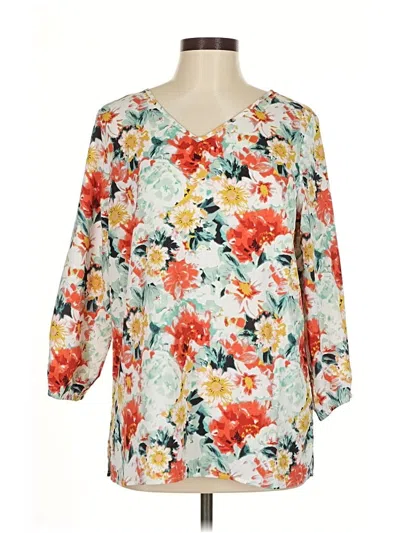 Pre-owned Mario Serrani 3/4 Sleeve Blouse In Orange