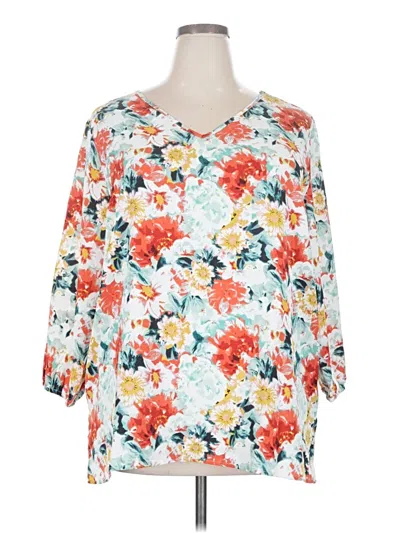Pre-owned Mario Serrani 3/4 Sleeve Blouse In Orange