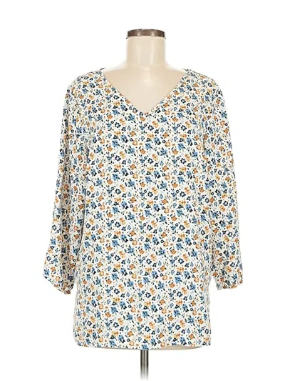 Pre-owned Mario Serrani 3/4 Sleeve Blouse In White