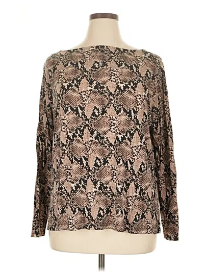 Pre-owned Mario Serrani Long Sleeve Blouse In Brown