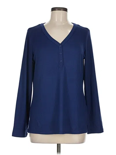 Pre-owned Mario Serrani Long Sleeve Henley Shirt In Blue