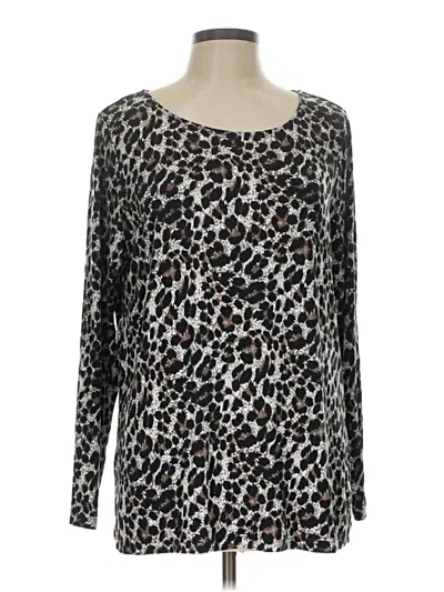 Pre-owned Mario Serrani Long Sleeve Top Silver Scoop Neck Tops